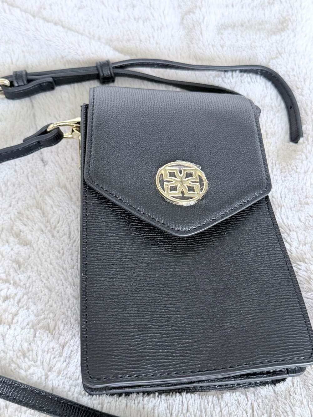 Kate Landry Black Saffiano Texture Phone Crossbody Bag
